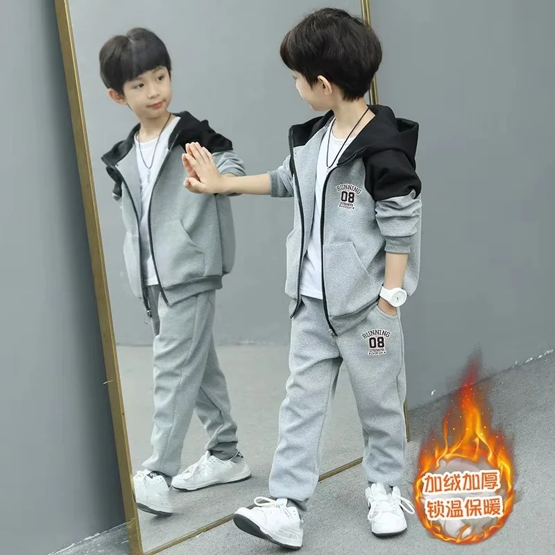 Trendy Autumn Winter Clothes Suit 2026 New Style Teenager Boys Outfit Sports Two-piece Set Fresh Fashionable Children's Clothing