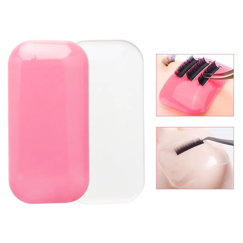 Rosa/klar Silikon Wimpern halter Stand Pad Wimpern verlängerung Stirn Aufkleber Kleber Palette Pfropfen Wimpern Tablett Make-up-Tools