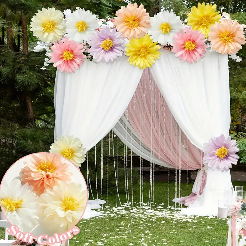 12 زهرة ورقية لديزي لحفلات الزفاف وديكور الحفلات - معلقة على الحائط على شكل زهرة الربيع اللامعة والملونة، ورق ديزي للأنشطة الداخلية/الخارجية، عيد الفصح، حفل التخرج، عيد الميلاد (لا يتطلب طاقة)، ديكور الزفاف #2