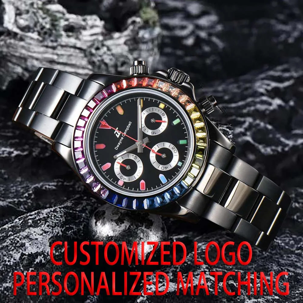 

39.3mm men's luxury watch suitable for VK63 movement case watch accessories stainless steel case watch suitable for 20mm strap