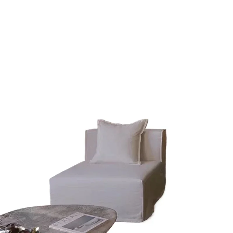 

Japanese-style dismantling and washing bed and breakfast designer retro three-person cream linen fabric sofa