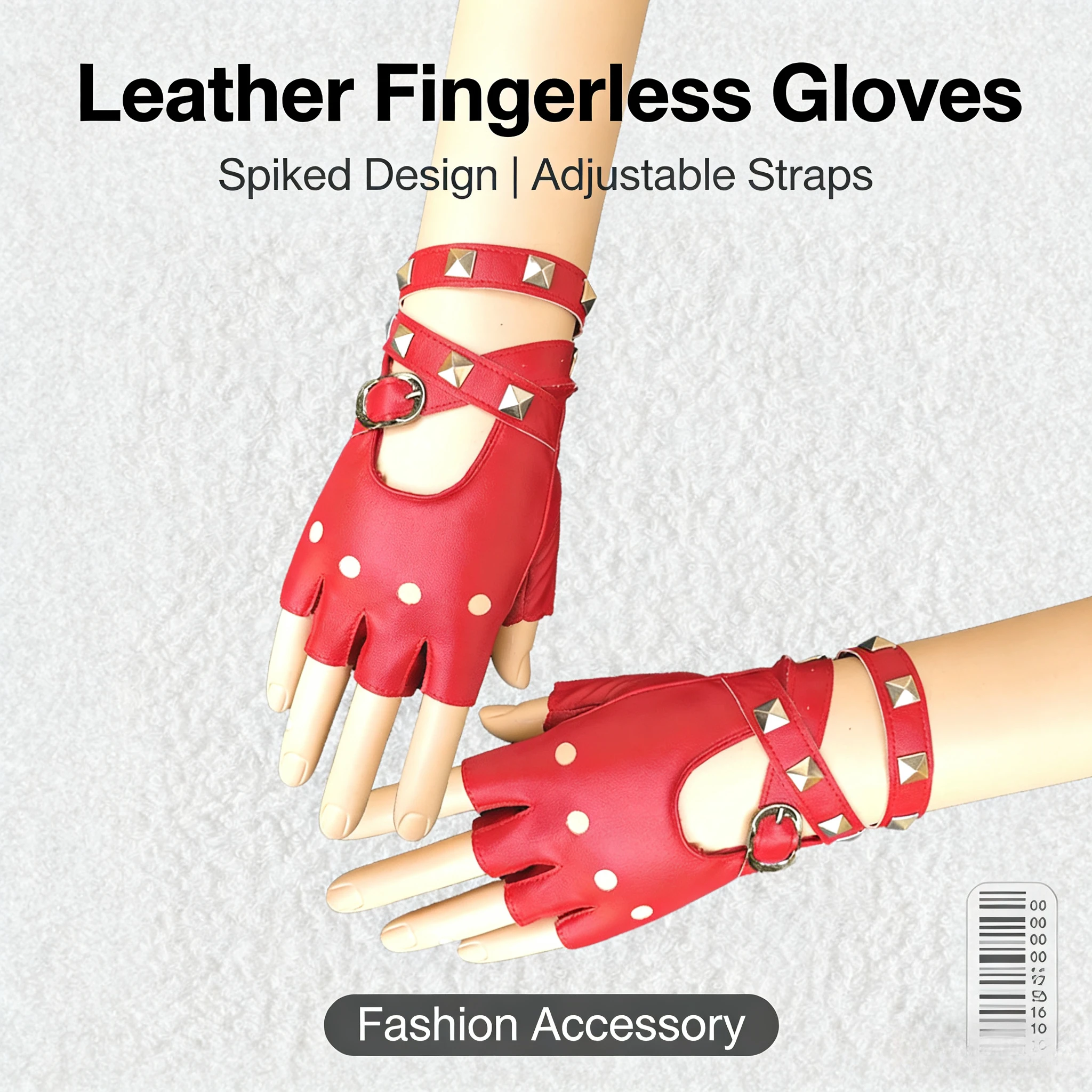 Studded Punk Women Gloves Wrap Wrist Unique Half Finger Nightclub Singer Gloves