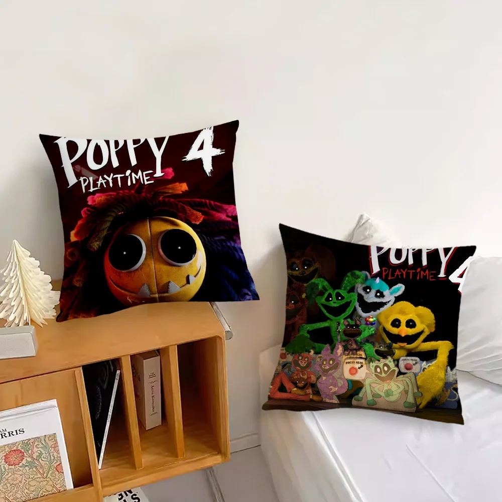 P-PoppyS Playtime C-ChapterS 4 Pillow Case For Sofa Bedside Table Bedroom Backrest Living Office Cushion Printed Square Multiple