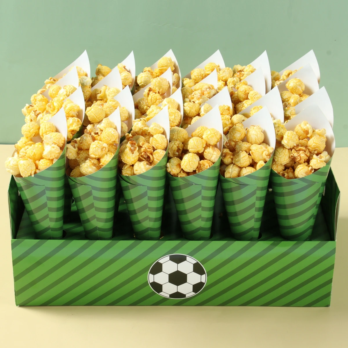 Football Paper Tray Cone Shaped Candy Bags for Party Decoration Cookie Popcorn Cones Bags Birthday Party Supplies Paper Holder