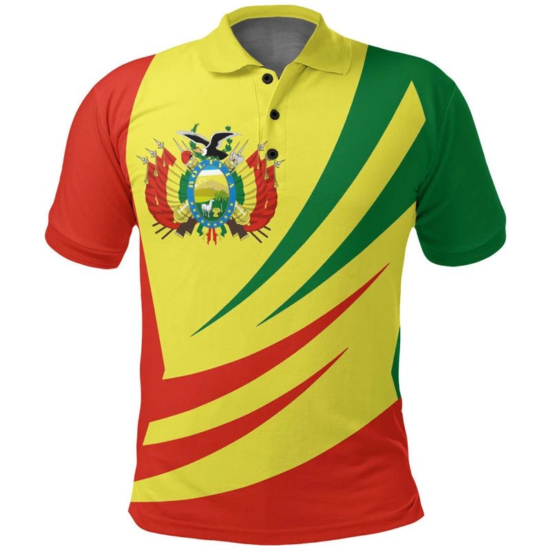 Bolivia Flag Map 3D Printed Polo Shirts For Men Clothes Bolivian Boy Short Sleeve Fashion Coat Of Arms POLO Shirt Jersey Tops