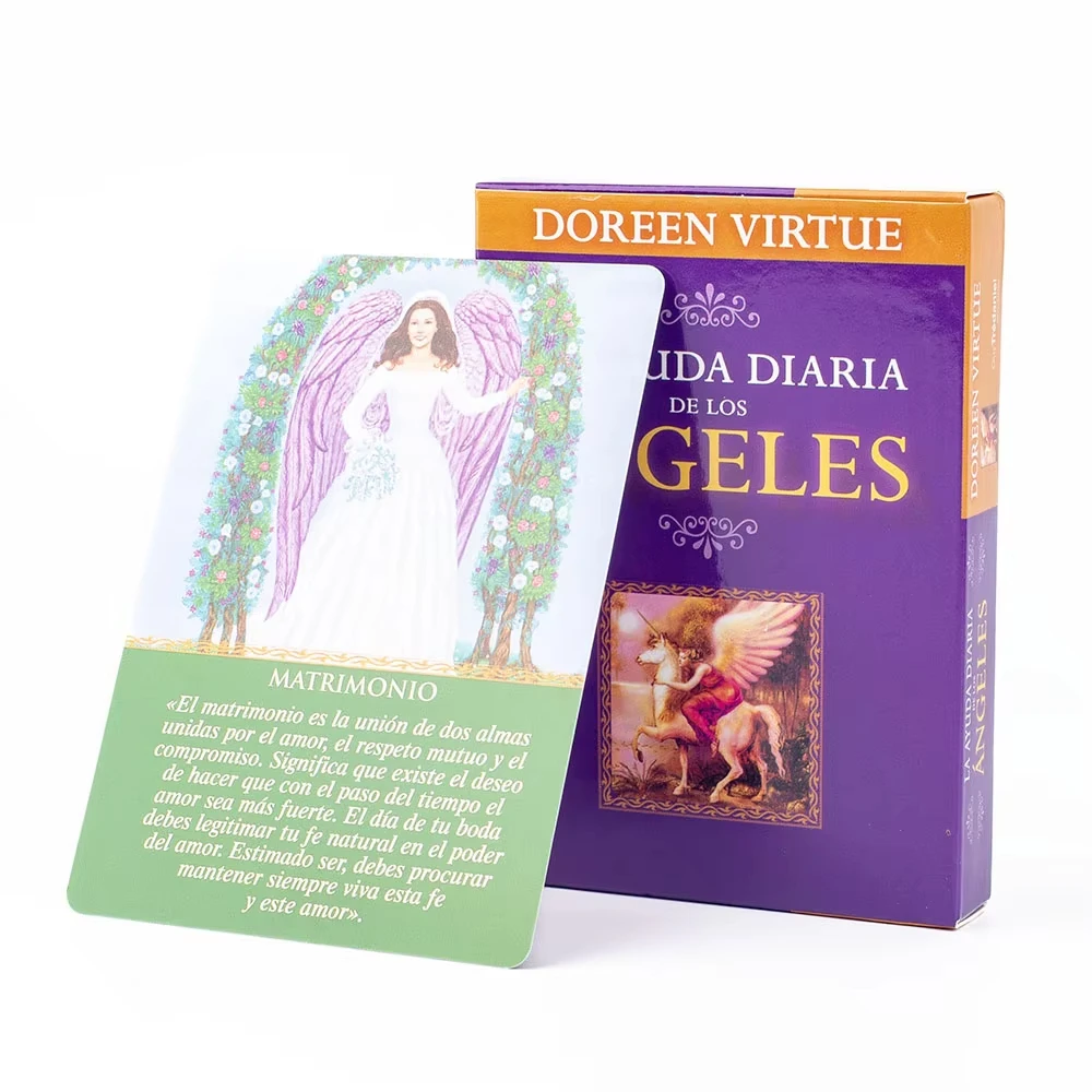 

Daily Guidance From Your Angels Oracle 44 Cards Deck 10.4*7.4cm Spanish Version Fate Divination Tarot Board Playing Game