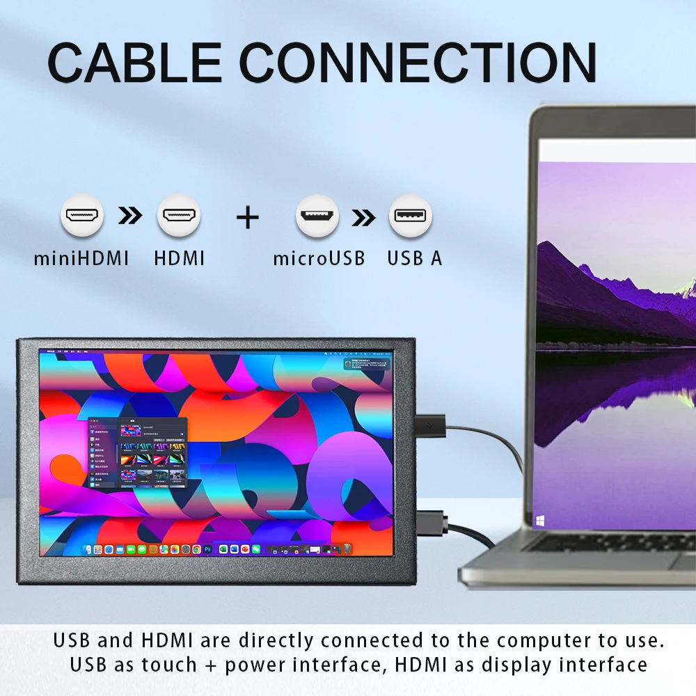 LESOWN Small Portátil Touchscreen Monitor 5 inch 800x480 IPS USB mini LCD Screen HDMI Wide Display for PC Laptop Raspberry Pi