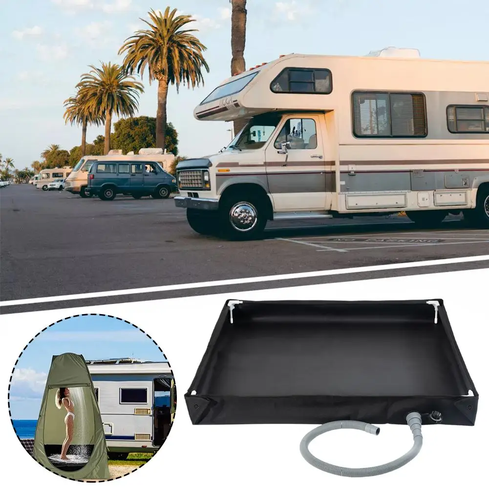 

Camping Shower Base Temporary Folding Shower Stall Basin Waterproof Multifunctional Tent Awning Bottom For Pet Bath And RV F0I2