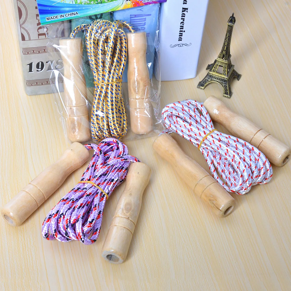 

3Pcs Adjustable Wooden Jump Rope Lightweight Durable Exercise Jump Ropes for Adults Fitness Workout Skipping Rope