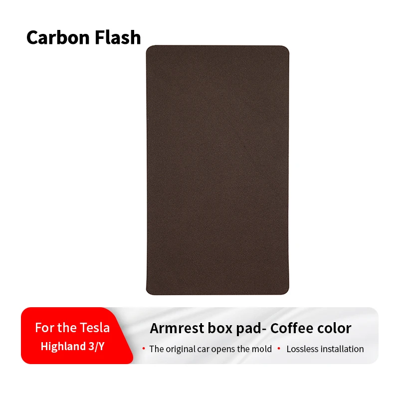 Brown Suede Anti-Slip Central Armrest Box Pad & Protective Cover for Tesla Updated Model 3/Y – Carbon Flash