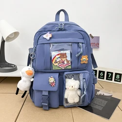 Mochila De estética para niñas, mochilas escolares bonitas para estudiantes, adolescentes, mochila para mujeres con bolsillo transparente, regalo para la escuela para niños