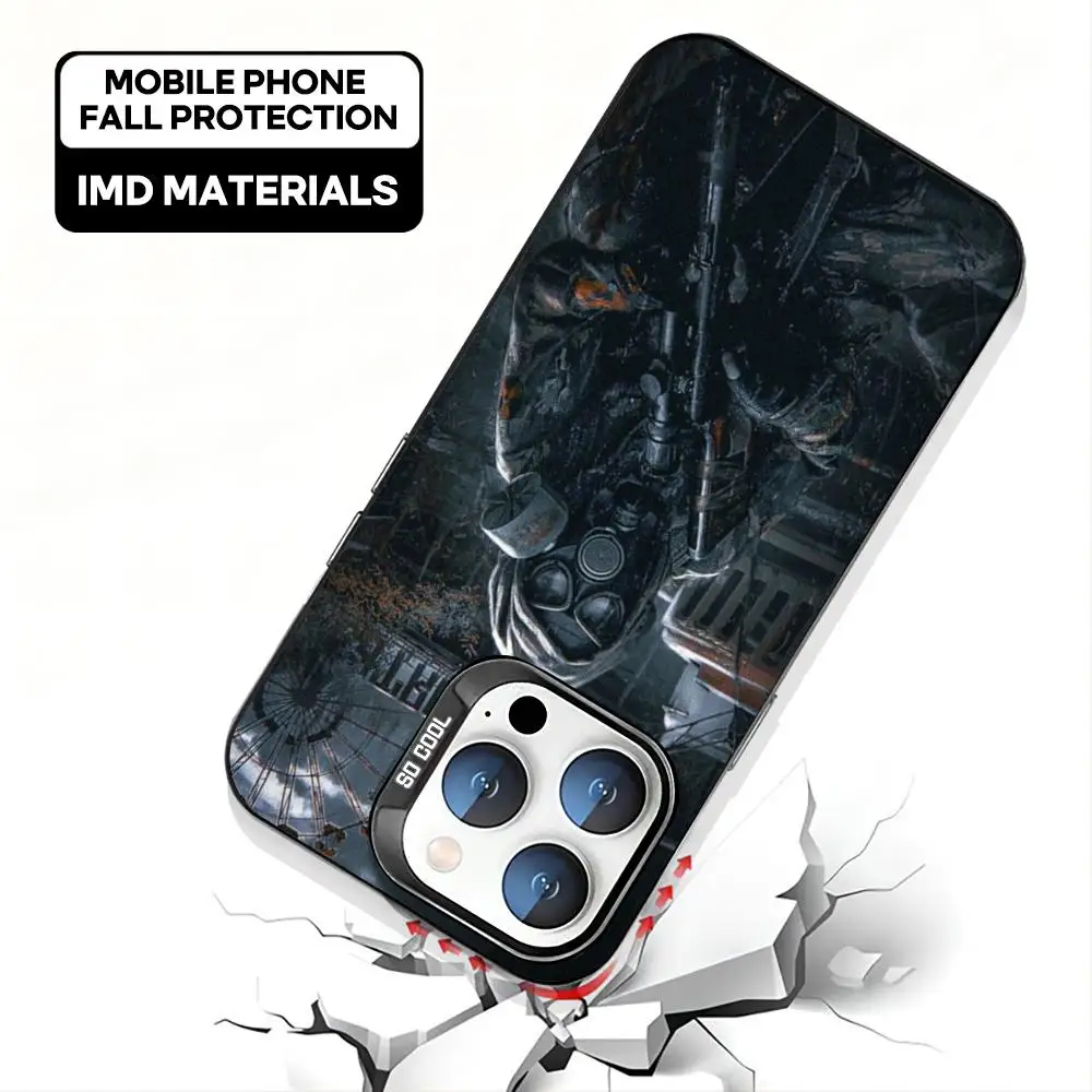 حافظة هاتف ساخنة Game Stalker 2 باللون الأسود IMD ملونة وفضية مناسبة لهاتف iPhone 16 15 14 13 12 11 XS Pro Max