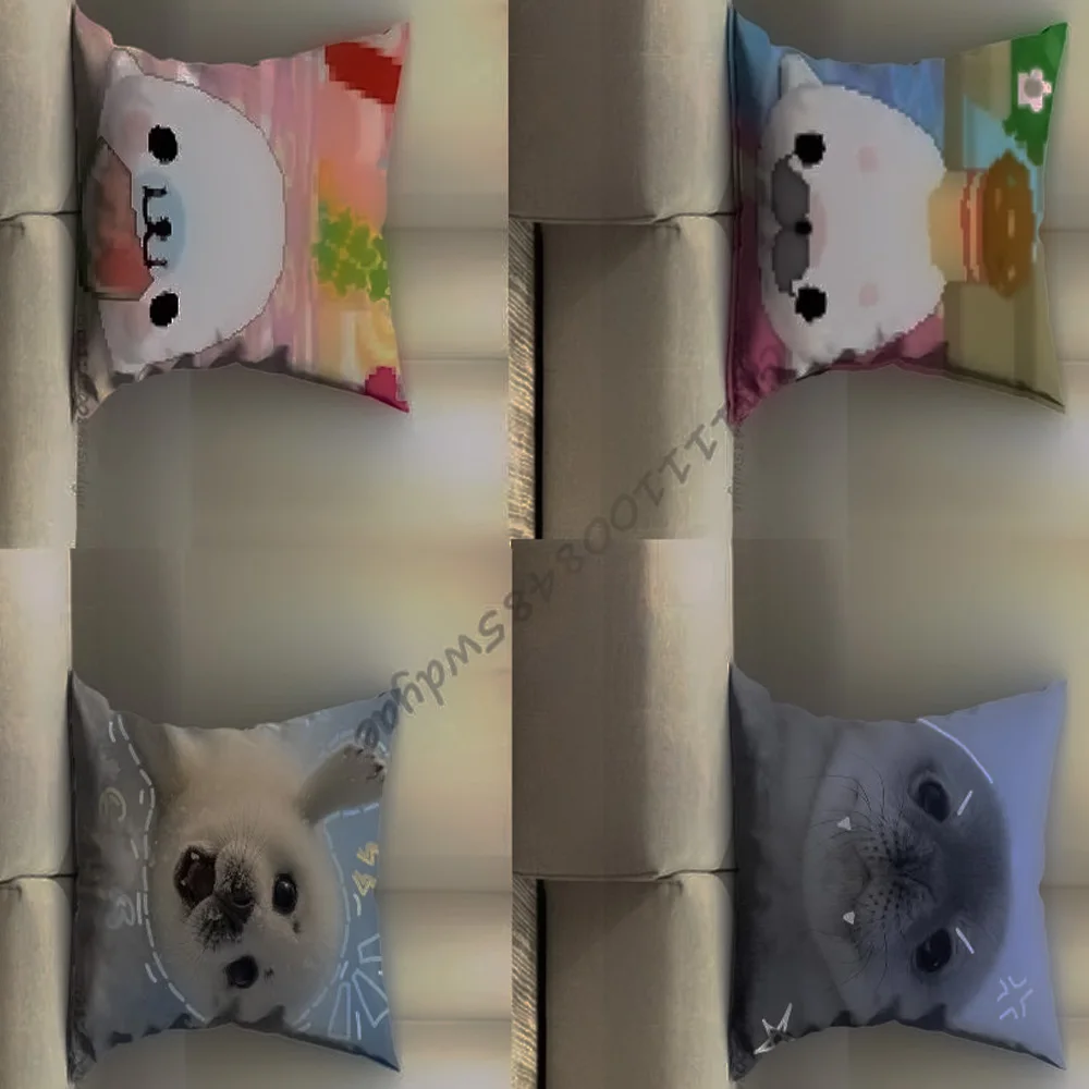 

CUTE M-Mamegoma Seal Meme Pillow for Sofa Seat Chair Decorative/Modern Home Decor Print Throw Cushion