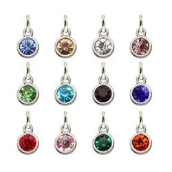 12pcs Birthstone Charms Necklace Pendant For Jewelry Making Women Crystal Rhinestone Bracelet Gift DIY Chain Accessories