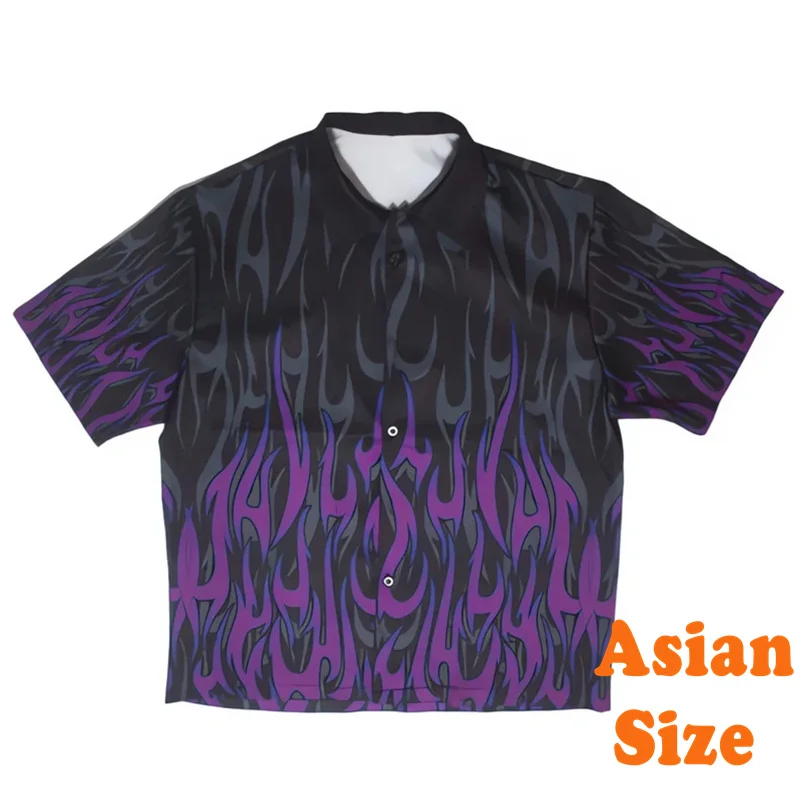 رواية لهب ثلاثية الأبعاد طباعة هاواي قمصان الرجال Harajuku الشارع قصيرة الأكمام التلبيب قمصان الهيب هوب كول الصيف كرنفال موضة تي شيرت #3
