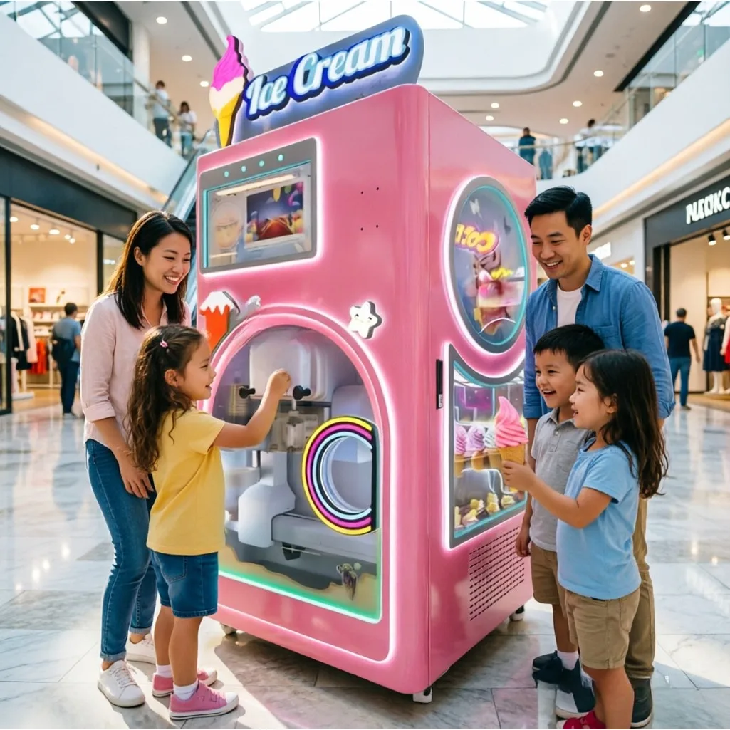 Unmanned Ice Cream Vending Machine Intelligent Temp Control Lockable Anti-theft Cabinet Airport Station Export Vending Unit