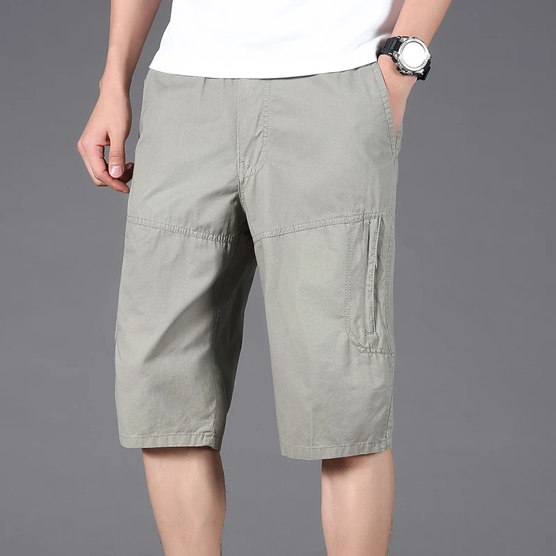 Big Size Men\'s Cargo Shorts Summer Knee Shorts Light Weight Cotton Bermuda Shorts Beach Sports Jogger Work Shorts