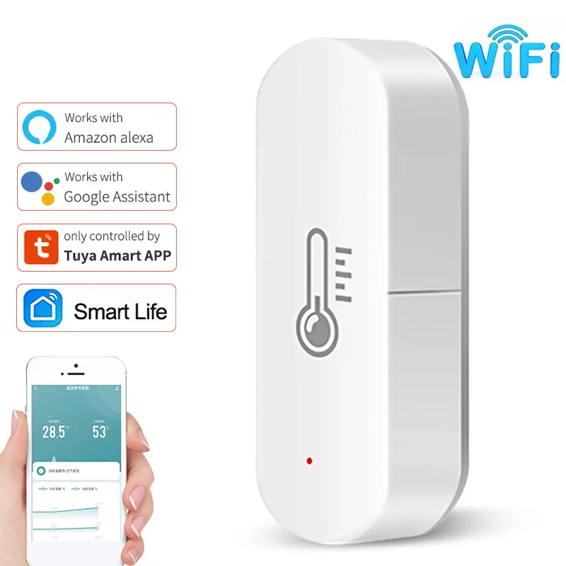 

Tuya Wifi/Zigbee Temperature And Humidity Sensor Indoor Thermometer For Home Work With Alexa Google Home Assistant