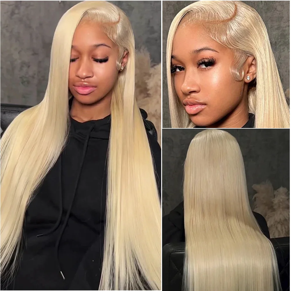 HD transparente encaje 613 Rubio recto 200 densidad 13x6 HD peluca de cabello humano Frontal de encaje para mujeres pelucas frontales de encaje brasileño 13x4
