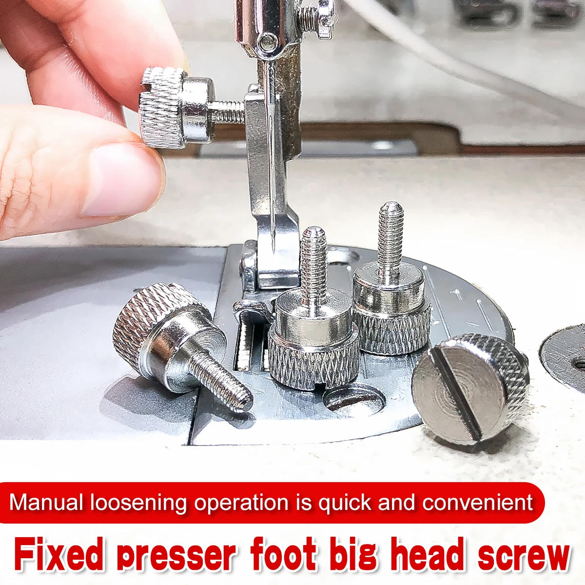 Quick Hand-Tightening Presser Foot Screw for Computerized Flat Sewing Machines And Old-Style Pedal Sewing Machines