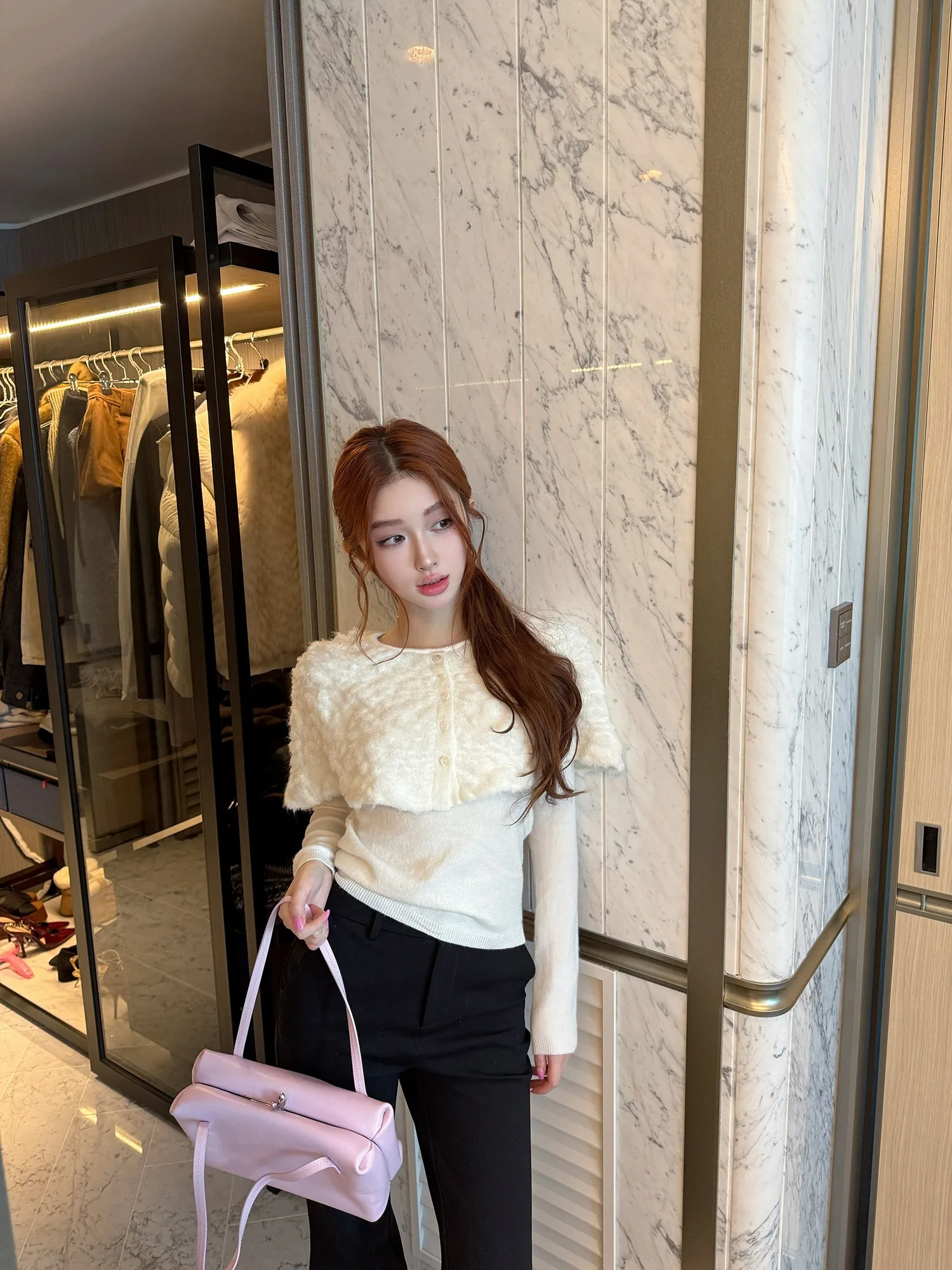 

Вязаный свитер-кафтан из шерсти альпаки для женщин, имитация альпаки, с богатой текстурой, длинный рукав, теплый, в стиле «Sweet Girl»