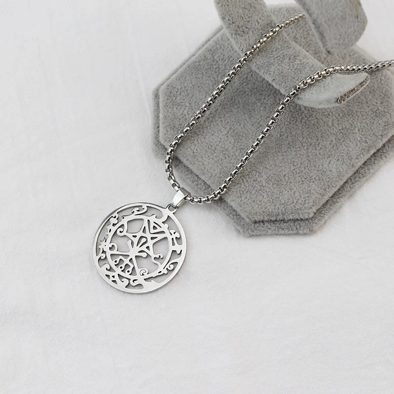 Solomon Pentagram Pattern Titanium Steel Pendant, New Men Necklace Sweater Chain