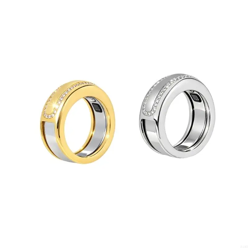 Decorative Wearable Cover with U-Shaped Stone Detail, Reflective Finish and Split Metal Construction F19E