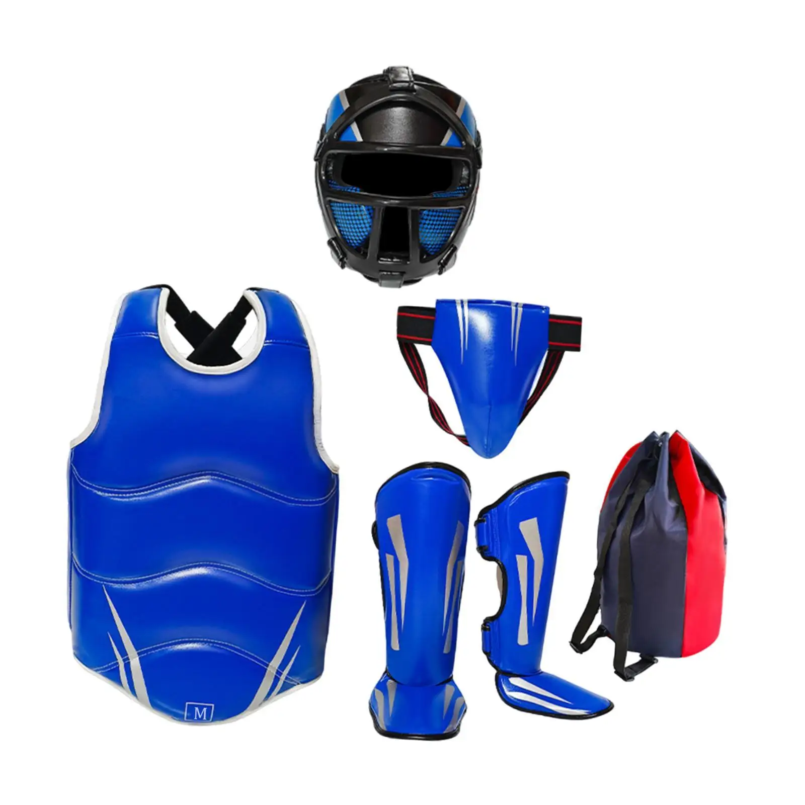 Taekwondo Protective Gear Set with Shin Guards Crotch Protector Boxing Protector