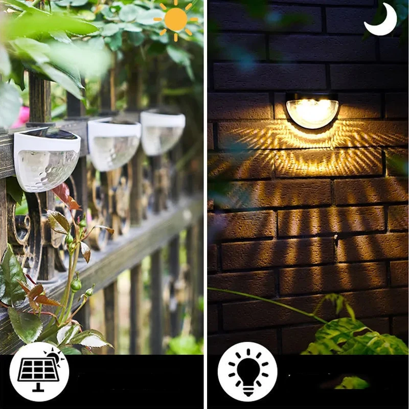 Lámparas solares de 6 LEDs para el jardín, iluminación Solar blanca cálida para exteriores, luz de pared impermeable, luces de calle alimentadas por