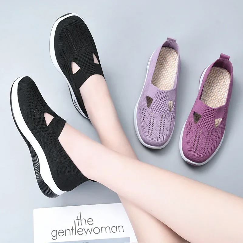 Sepatu wanita musim panas, sepatu wanita musim panas, sepatu sneaker wanita, nyaman, sepatu Platform datar, sepatu kasual Anti selip, sepatu berjalan, sepatu tenun