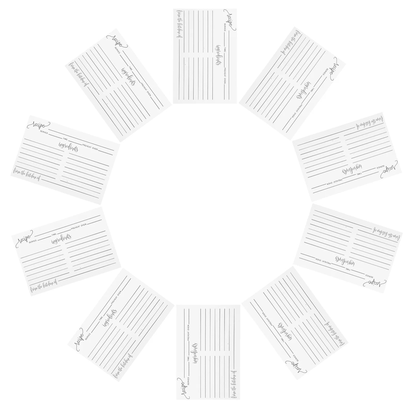 50pcs Blank Recipe Double Sided Kitchen Recipe For Writing Cooking Baking Recipes Lunch Notes Coffee Drink Recipes Wedding
