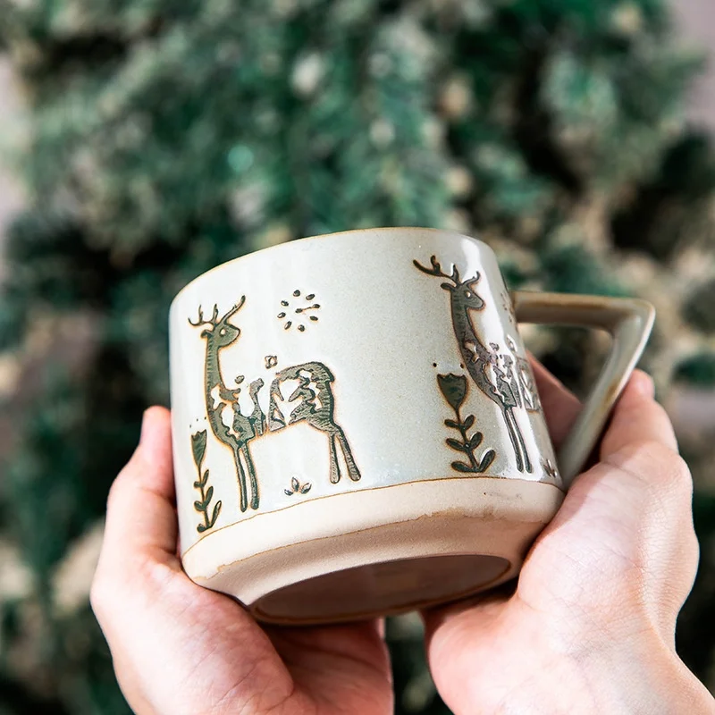 

2025 Hot 300ML Christmas Cup Original Coffee Cup Creative Home Ceramic Mug Office Party Breakfast Milk Cup New Year Gift