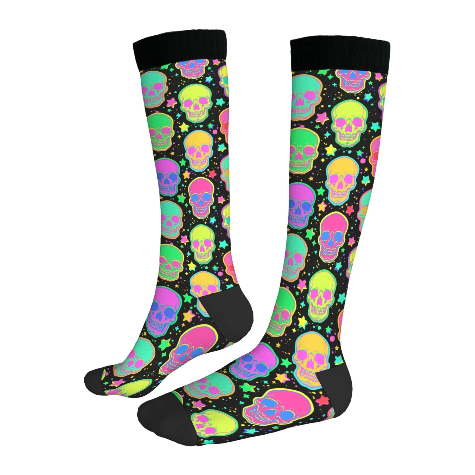 Gradient Star Skull Socks Novelty Funny Women's Stockings Street Hip-Hop Trend Men's Socks Comfortable Warm Casual Party Gift