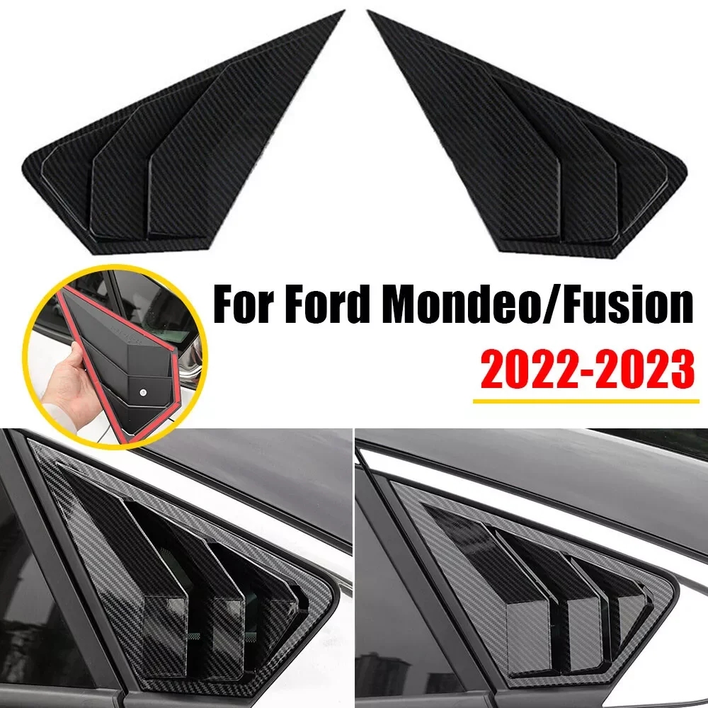 For Ford Mondeo Fusion Sedan 2022 2023 Car Rear Louver Window Side Shutter Cover Trim Sticker Vent Scoop ABS Carbon Fiber Auto