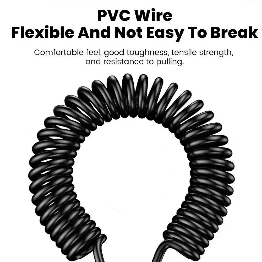 PVC 6A Spring Data Cable Black Elbow USB C To Type C Fast Charging Cable Spring Fast Charging for Samsung Huawei Xiaomi