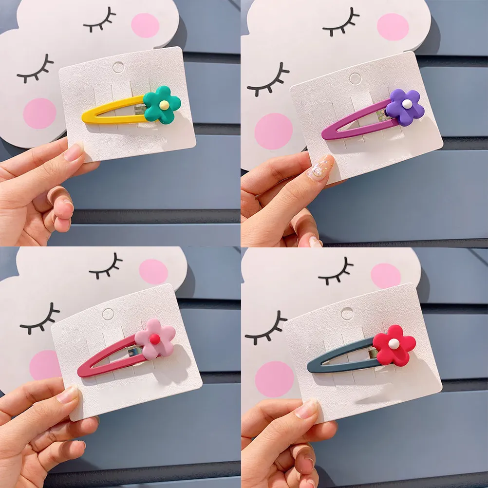 6Pcs Flower Hair Clip Candy Color Simple Design Hairpins for Hair Accessories Lovely Barrettes