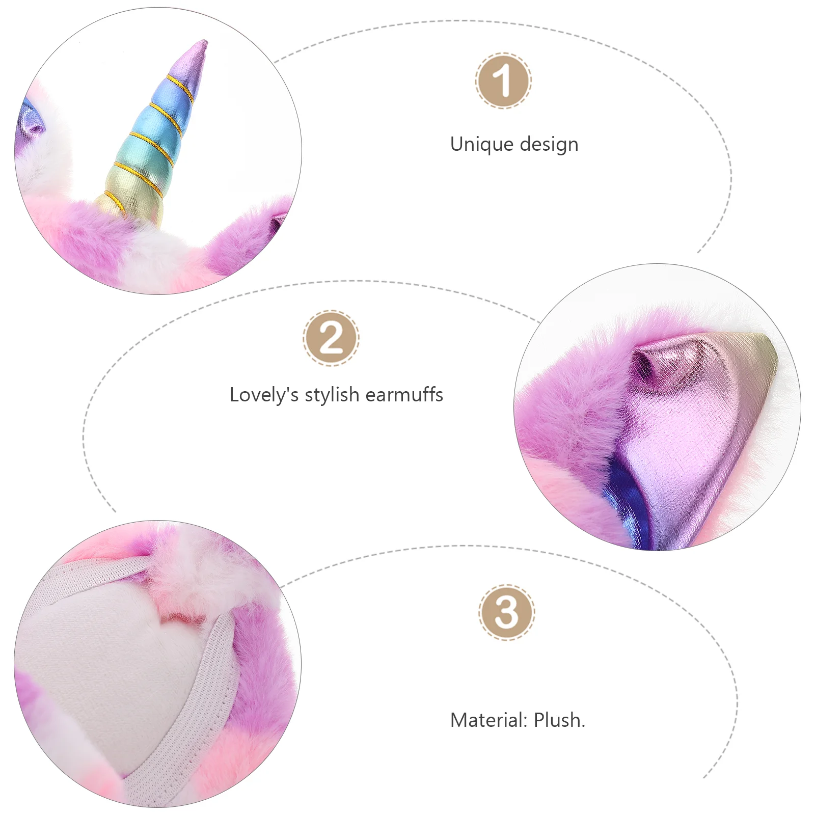 Bando putih empuk anak Unicorn, ikat kepala berbulu hangat untuk musim dingin