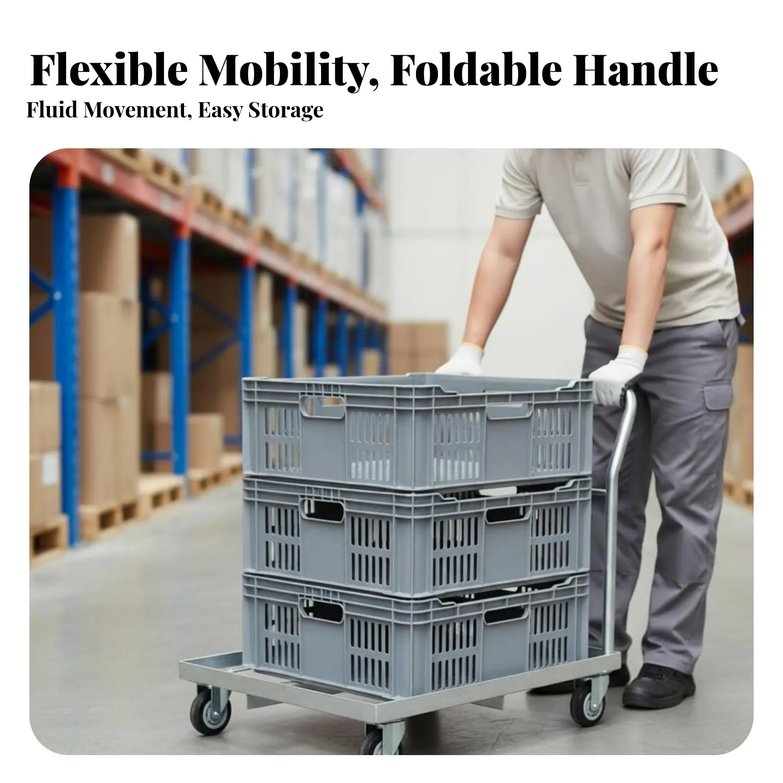 

Складная тележка с контейнером для хранения, прочная, многофункциональная, для перемещения грузов, с складной ручкой