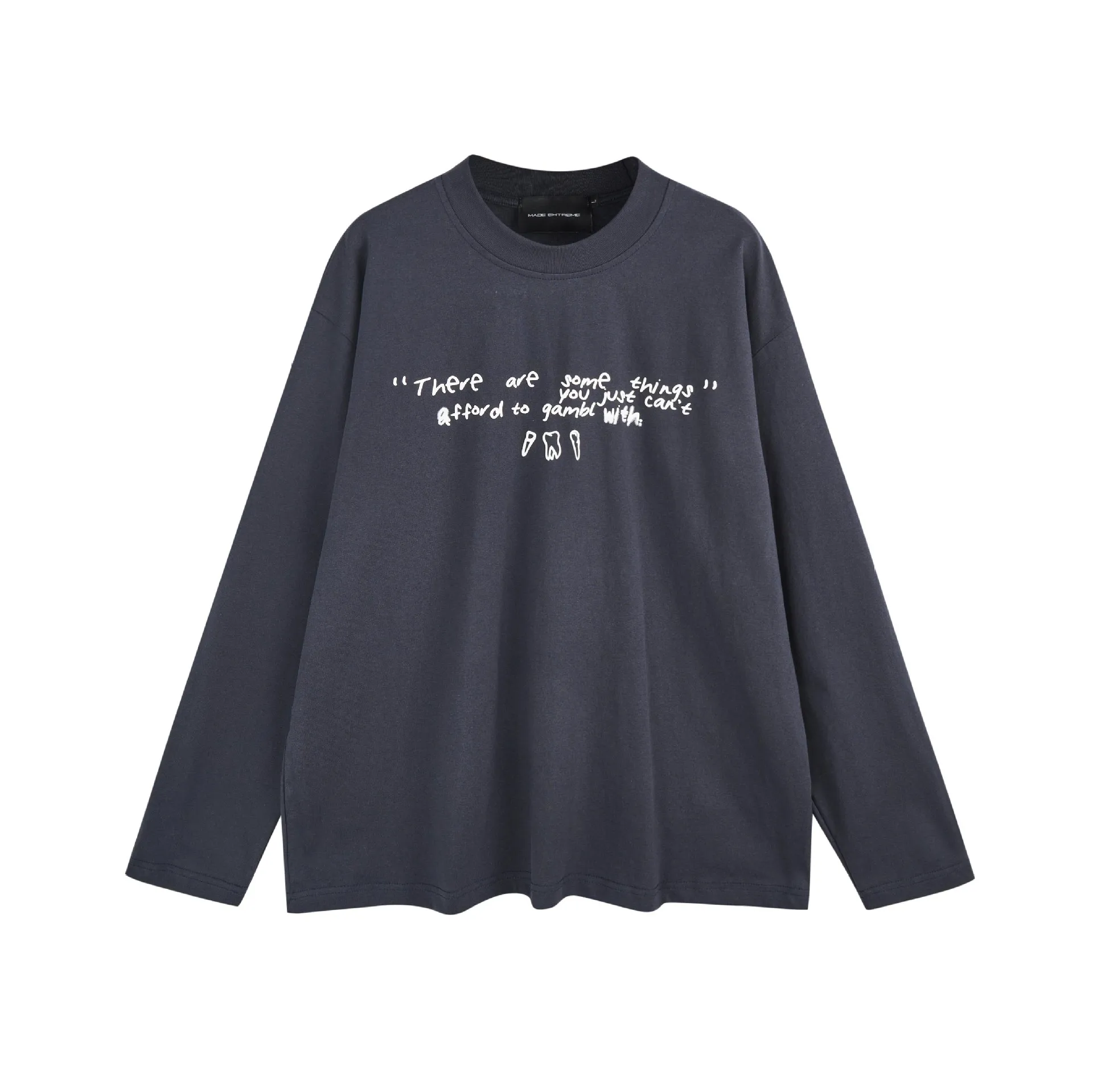 MADEEXTREME Pure Cotton Simple Round Neck Long-sleeved T-shirt Harajuku Oversized T Shirt