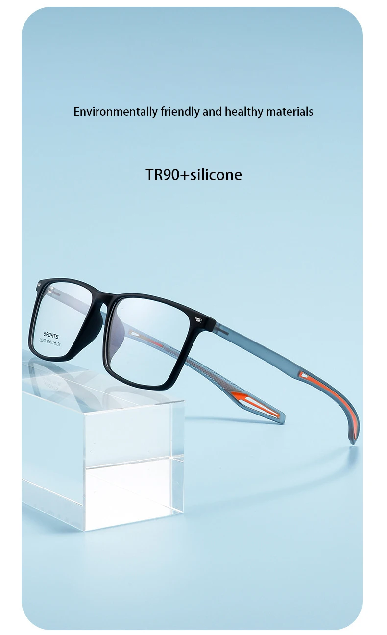 2024 neue Mode ultraleichte transparente tr90 Brillen Sport brille für Männer große Brillen optischen Rezept rahmen – Detail 3