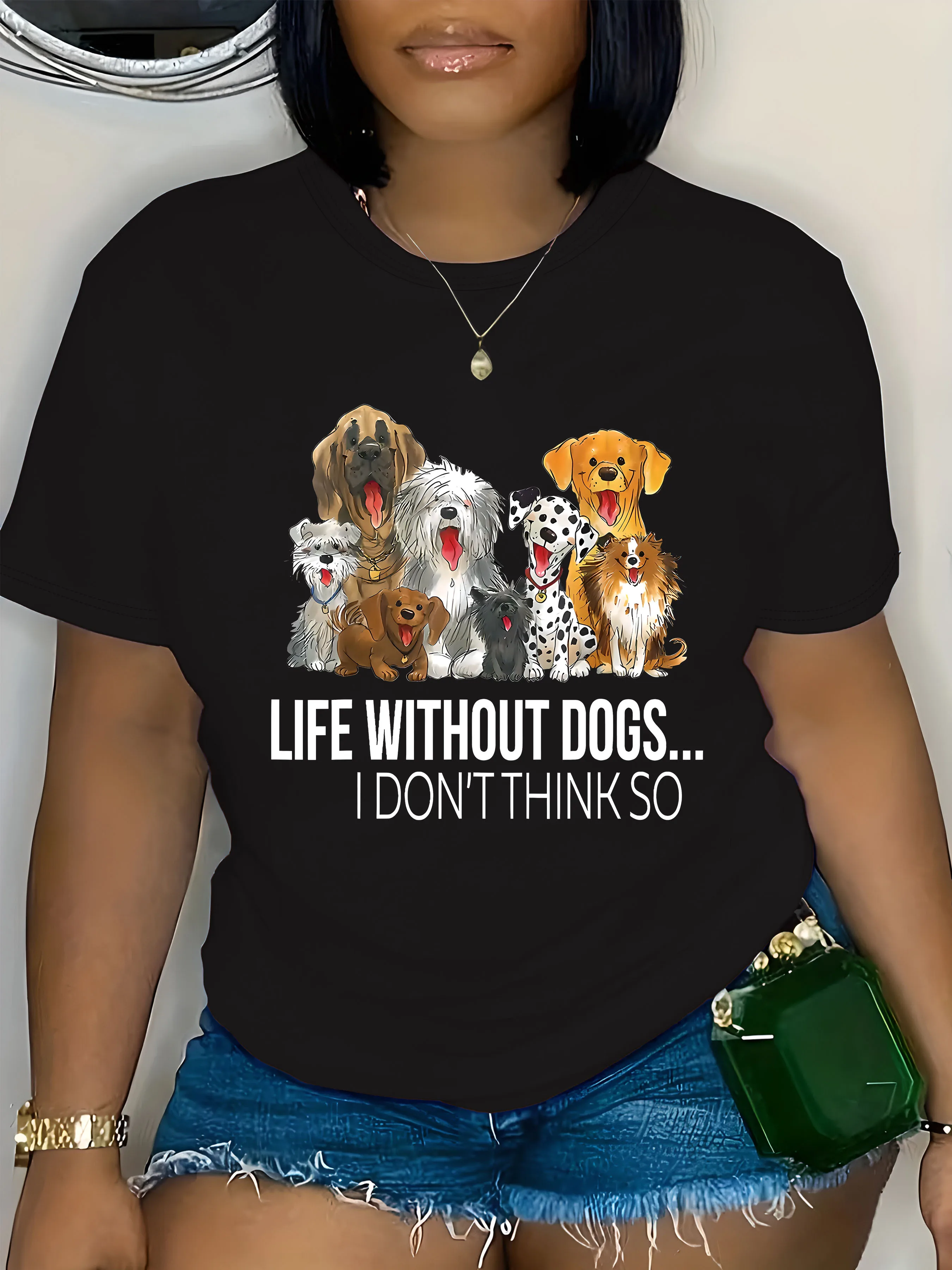 Large Size Women's Printed T-Shirt - 