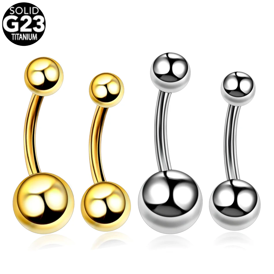 1PC G23 Titanium Navel Bars Piercing Belly Rings Ombligo Nombril Body Jewelry Navel Stud Piercing Sexy Belly Button Rings 14G