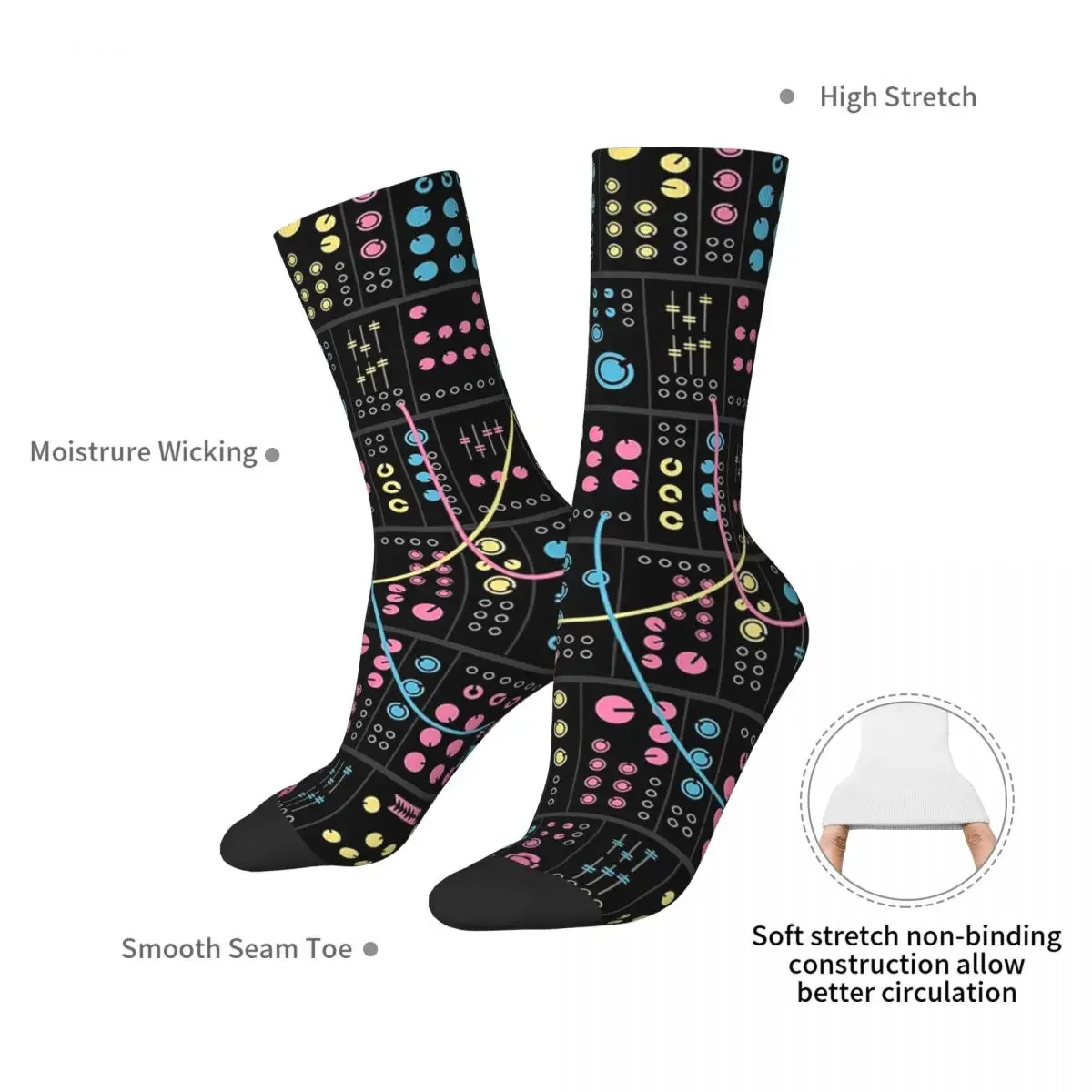 Modular Synthesizer Socks Harajuku Sweat Absorbing Stockings All Season Long Socks Accessories for Unisex Birthday Present