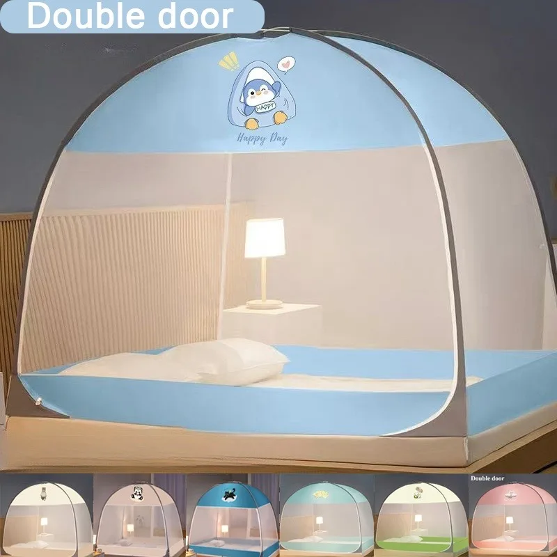 

1PC Easy-Install Polyester Double Zipper Design,Mongolian Yurt Mosquito Net Double Perfect for Camping,Bedroom,School 모기장 텐트