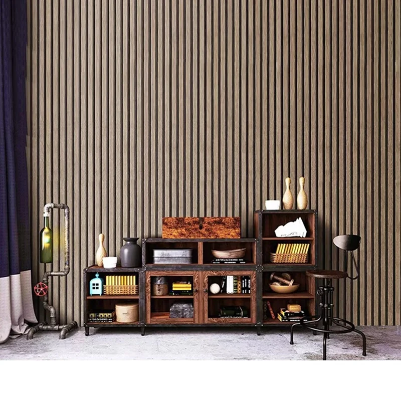 

Wood Striped Wallpaper Background Wall Desk Cabinet Renovation Sticker Self-Pasting Wallpaper