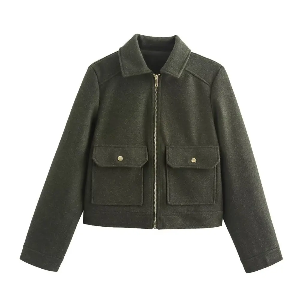 

Women's Autumn Winter Zipper Coat Casual Fashion Soft Leather Pocket Solid Color European American Style New