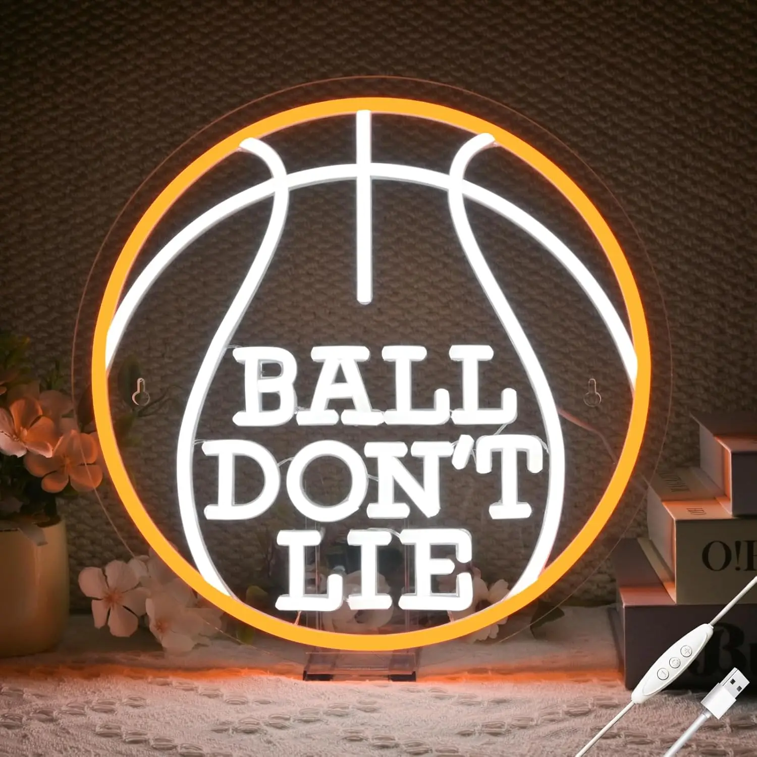 

Мяч не лежать, неоновая вывеска, баскетбольный светодиодный светильник для игровой комнаты, мужской пещеры, спальни или офиса, с питанием от USB, с регулируемой яркостью, круглый настенный декор Gi