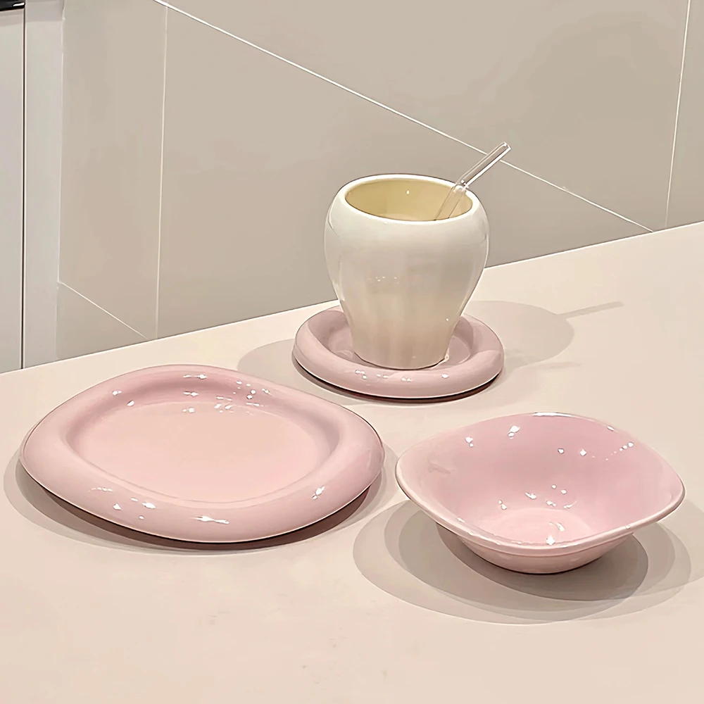 

French Mushroom Set Bowls and Plates for Home Kitchen Large Capacity Ceramic Bowl Gift Boxes for Countertop Ceramic Butter Dish