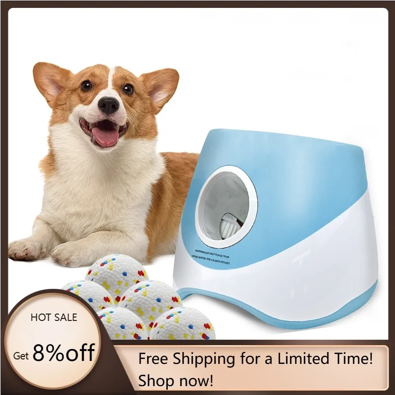 

Automatic Dog Ball Launcher 6/10/14M Adjustable Distance with 6 Balls Interactive Pet Toy for Dogs