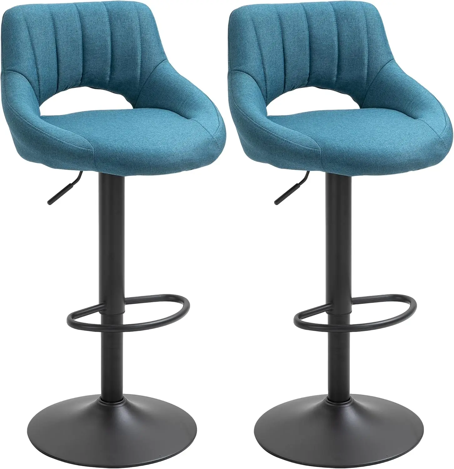 

Bar Stools Set of 2, Swivel Bar Height Barstools Chairs with Adjustable Height, Round Heavy Metal Base, and Footrest, Blue